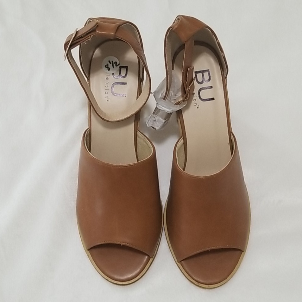 Bu Collection Womens Brown Open Toe Size 8.5 Heels